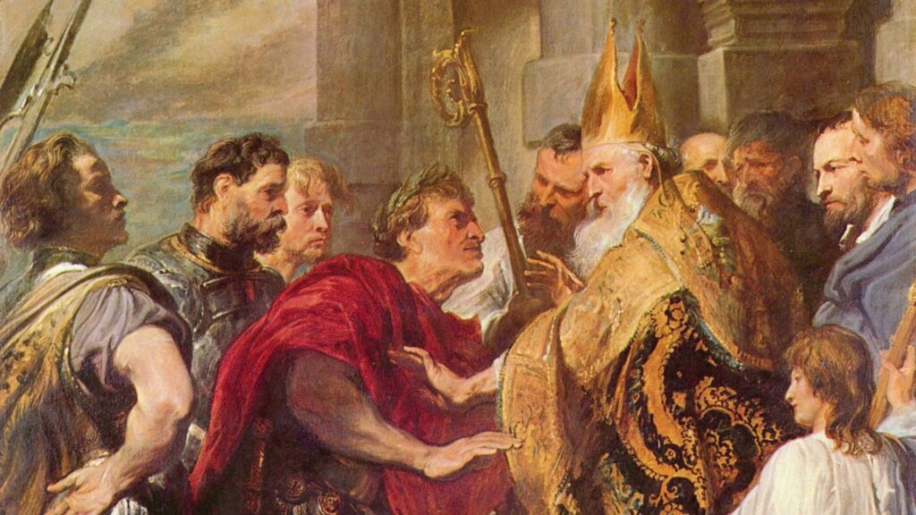 El emperador Teodosio y San Ambrosio