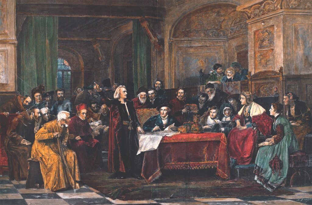 El primer encuentro entre Cristóbal Colón y los Reyes Católicos