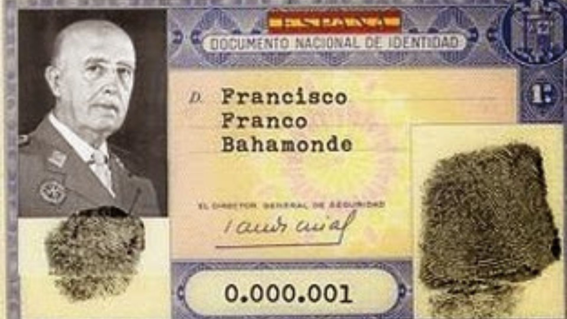 Documento de identidad de Francisco Franco
