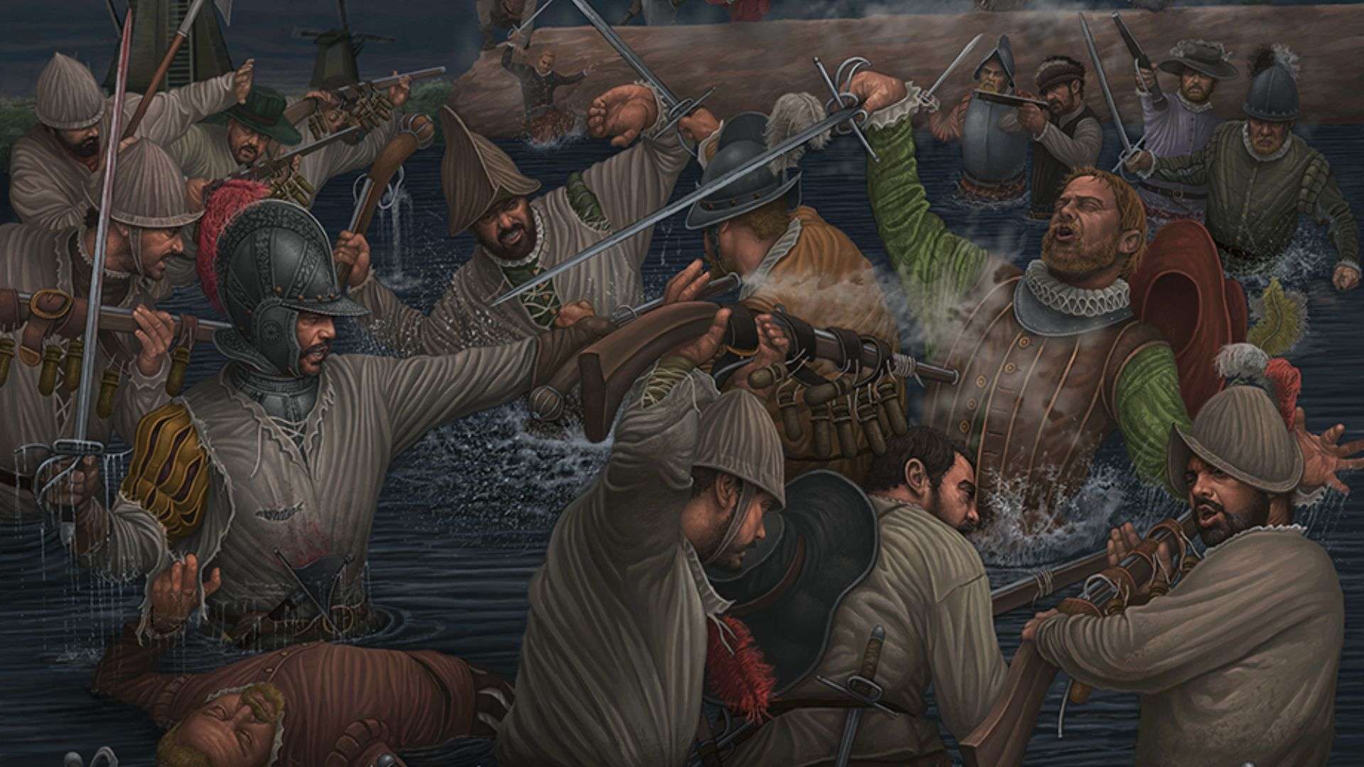 Encamisada de los Tercios españoles durante la batalla de Mühlberg, una obra de Ángel García Pinto
