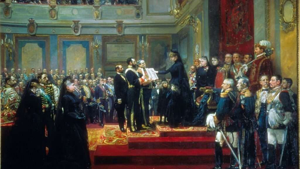 La Reina María Cristina jura la Constitución Española de 1876