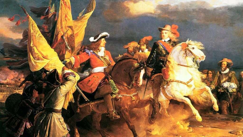 El Duque de Vendôme y Felipe V en la batalla de Villaviciosa. Obra de Jean Alaux