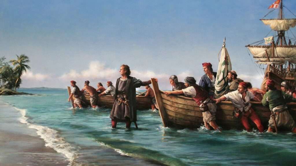 La llegada de Cristóbal Colón a América, obra de Augusto Ferrer-Dalmau
