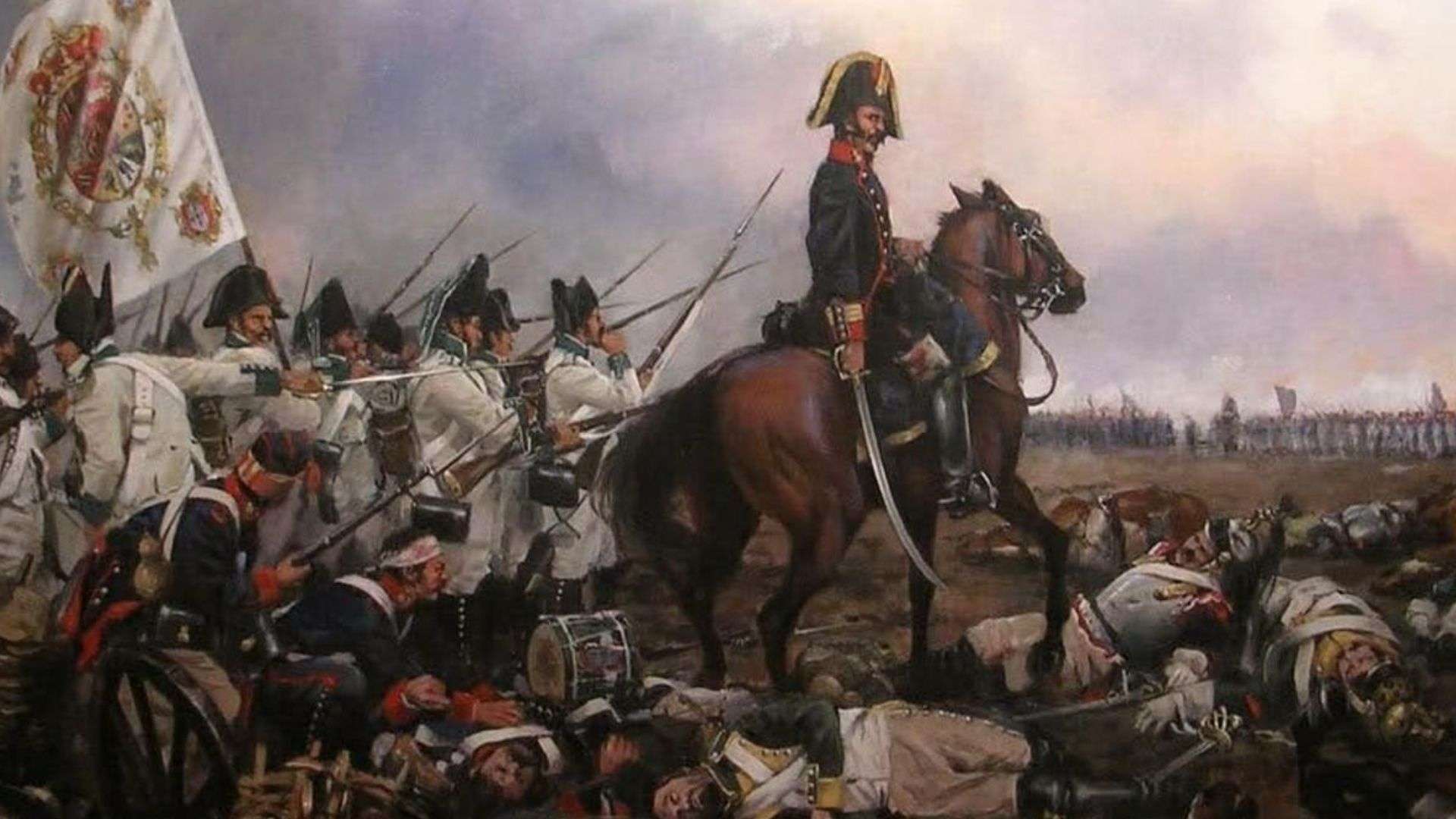 La batalla de Arapiles, el enfrentamiento de la Guerra de Independencia con mayor número de efectivos. Obra de Augusto Ferrer-Dalmau