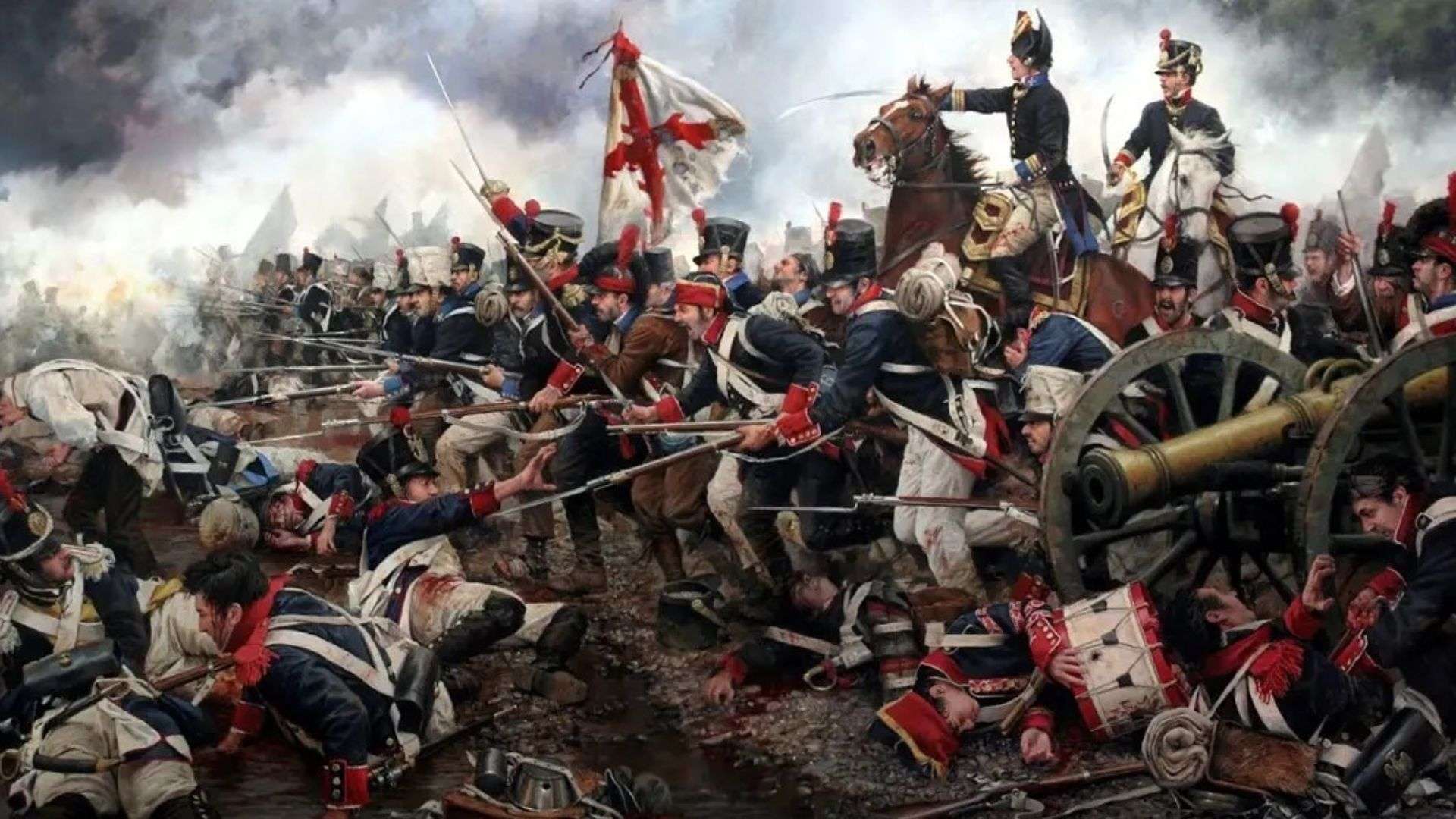 La Segunda batalla de San Marcial, una de las contiendas más sangrientas de la Guerra de la Independencia. Obra de Augusto Ferrer-Dalmau
