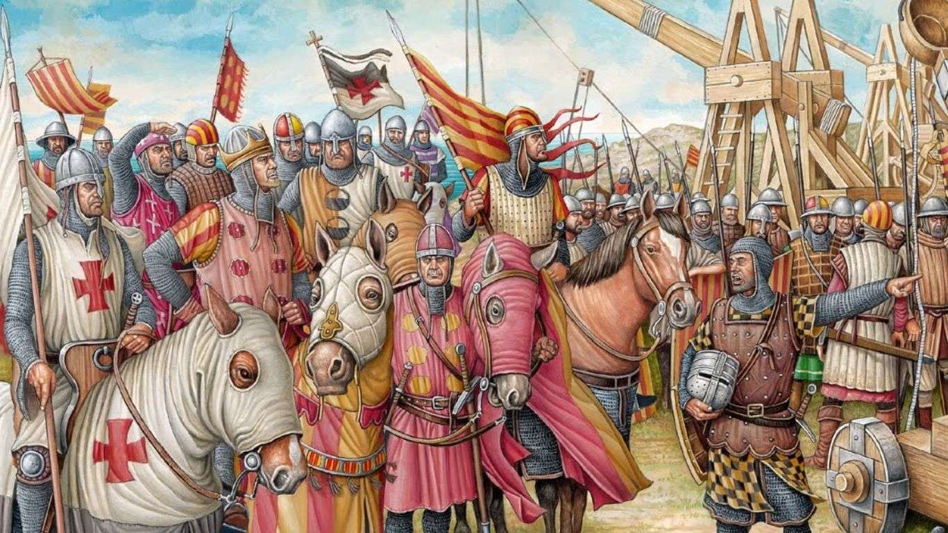 Jaime I de Aragón durante la conquista de Mallorca. Obra de Ángel García Pinto