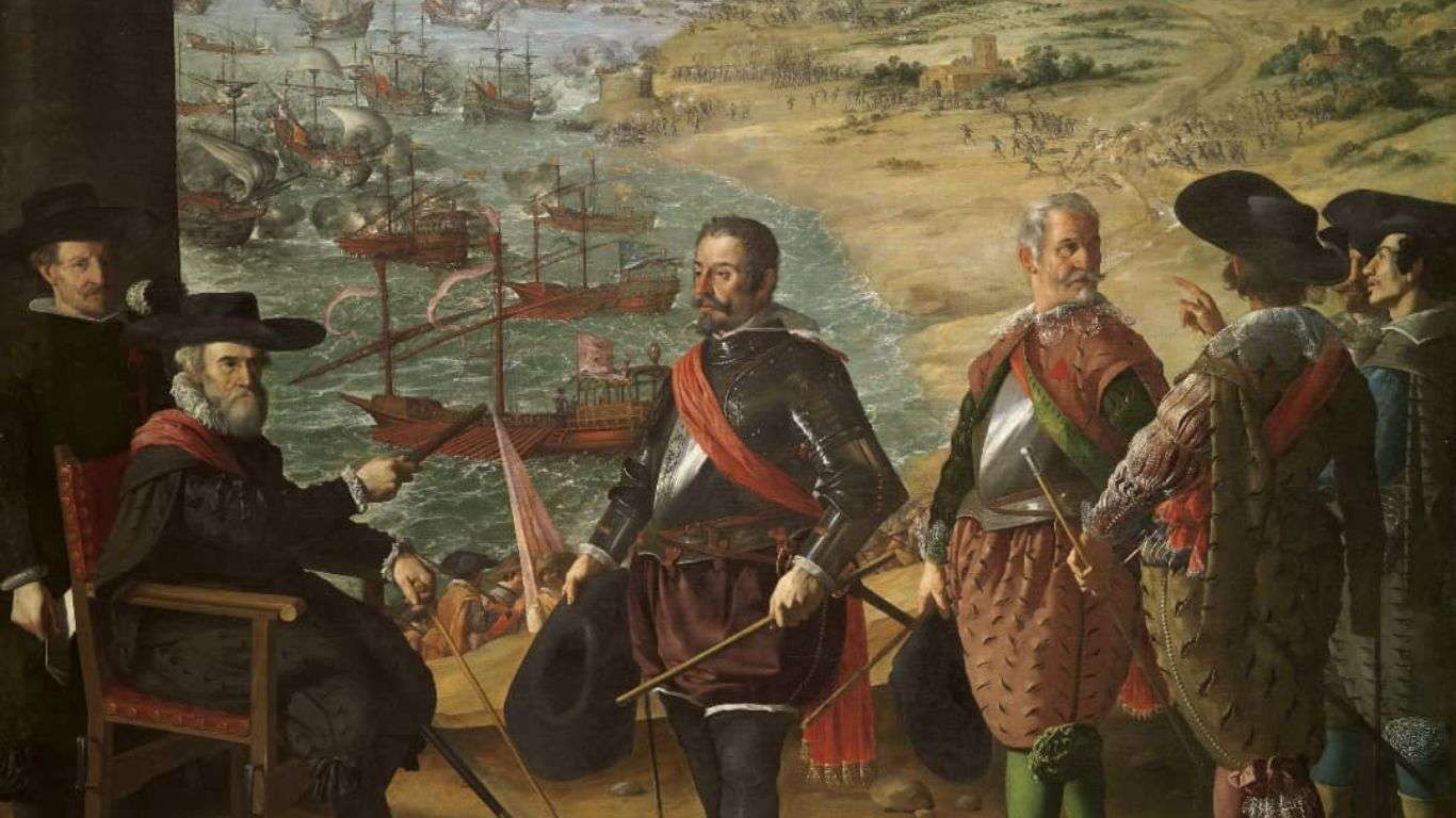 La encomiable defensa de Cádiz contra más de 100 barcos y 15.000 soldados ingleses. Obra de Zurbarán.
