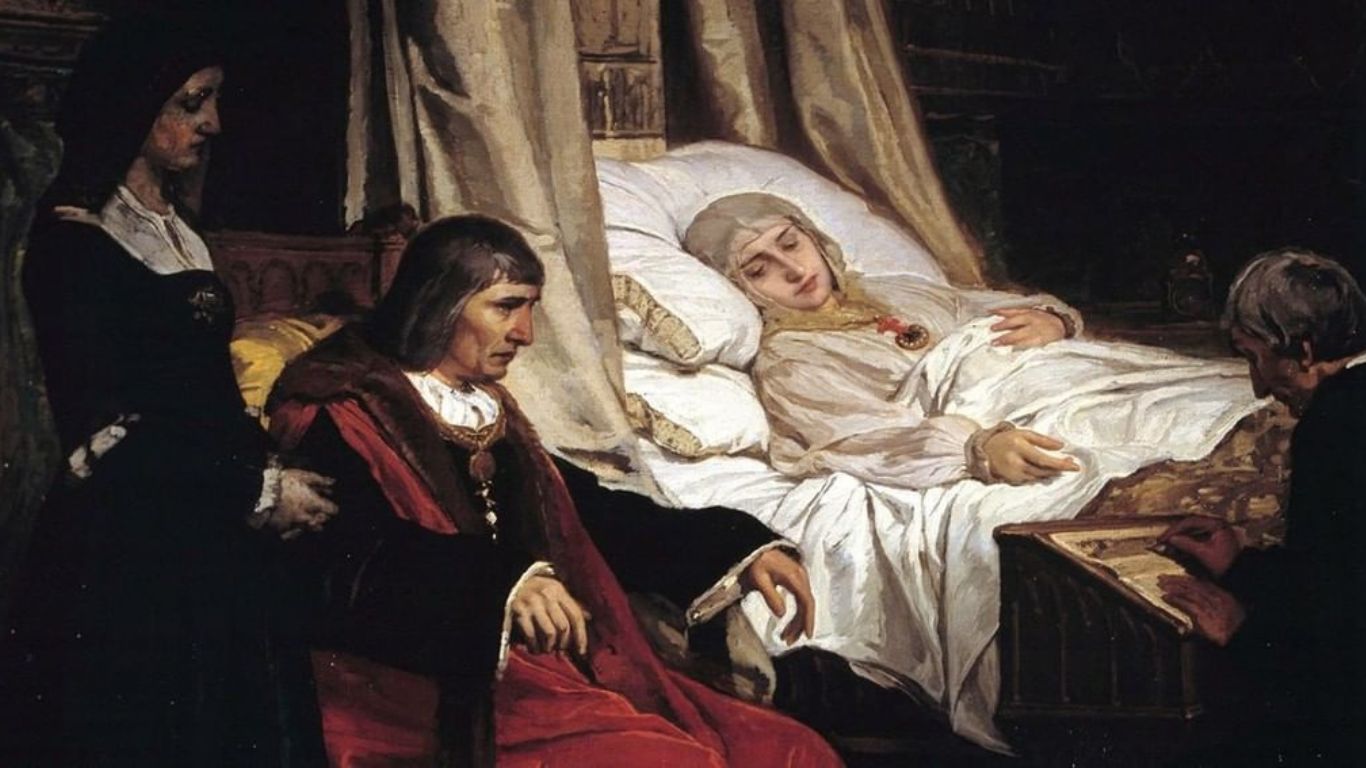 La muerte de Isabel 'la Católica', la más grande Reina de la historia de España. Obra de Eduardo Rosales